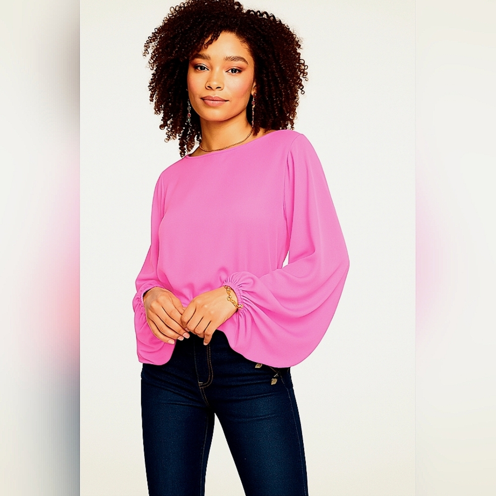 RAMY BROOK Vivian Long Sleeve Top In Gala Pink Size Small